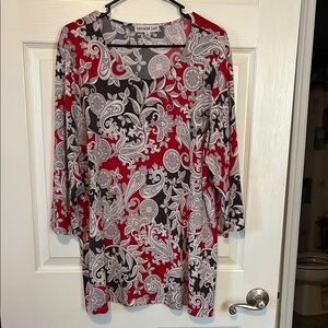 Southern Lady Women's Red and Black Paisley Top